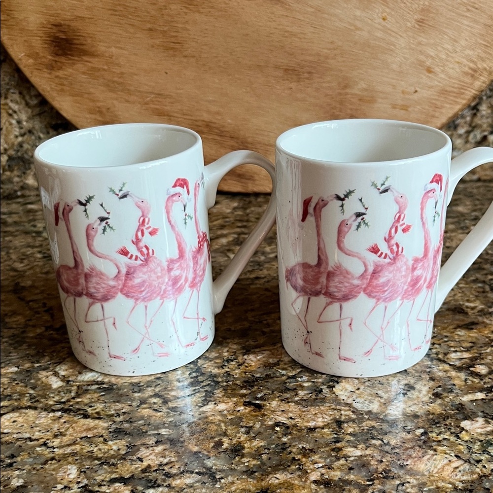 Wrendale Designs by Hannah Dale “Flamingle Bells” Holiday Mugs Set Of Two